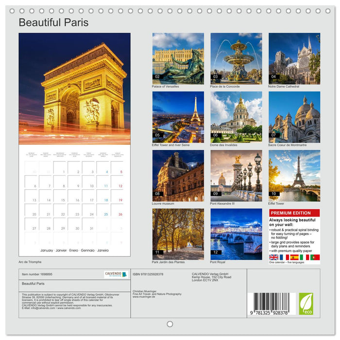 Beautiful Paris (CALVENDO Monthly Calendar 2025)