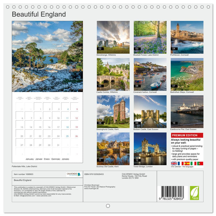 Beautiful England (CALVENDO Monthly Calendar 2025)