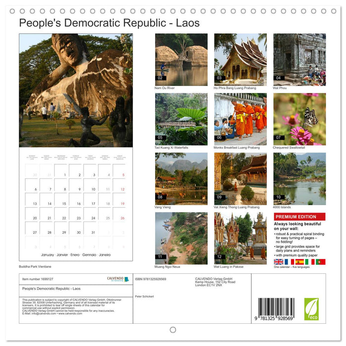 People's Democratic Republic - Laos (CALVENDO Monthly Calendar 2025)