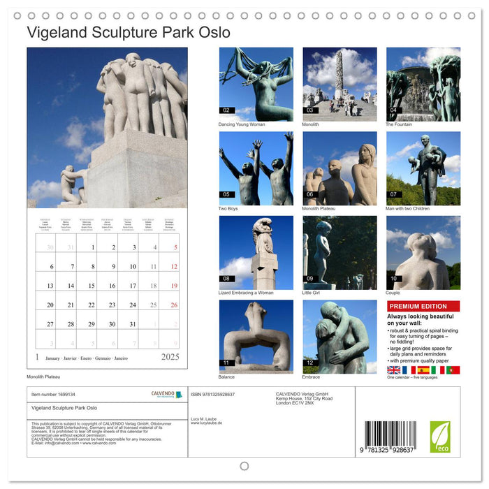 Vigeland Sculpture Park Oslo (CALVENDO Monthly Calendar 2025)