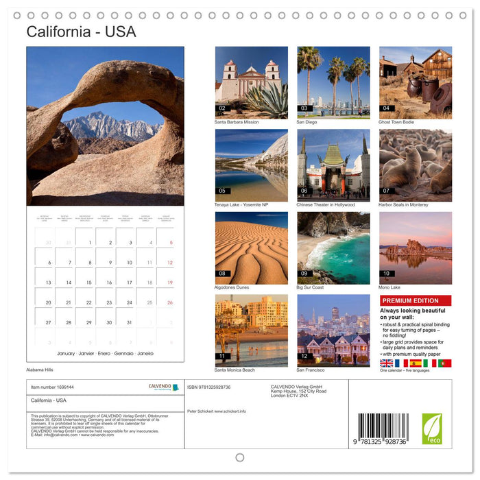 California - USA (CALVENDO Monthly Calendar 2025)