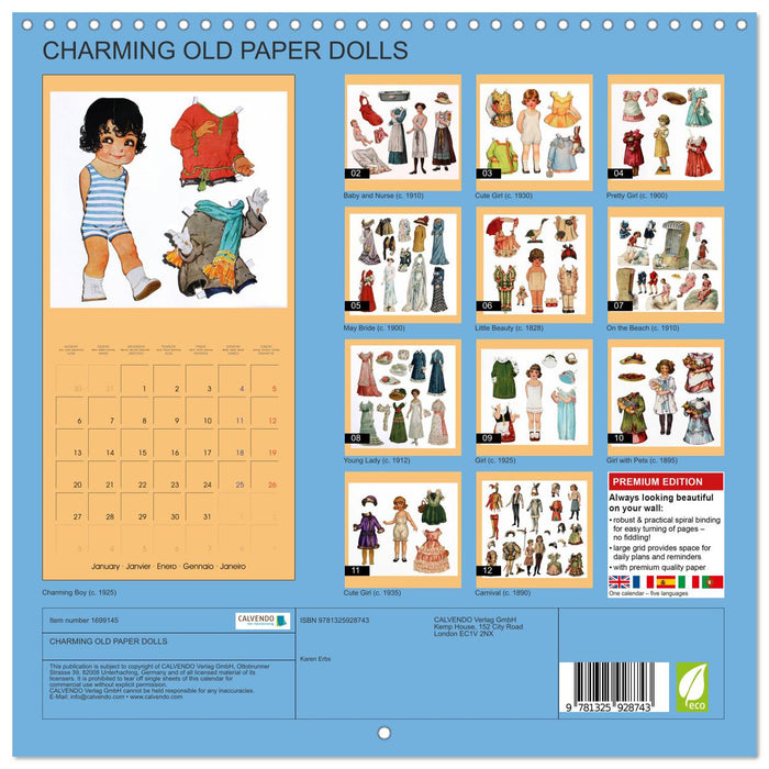 CHARMING OLD PAPER DOLLS (CALVENDO Monthly Calendar 2025)