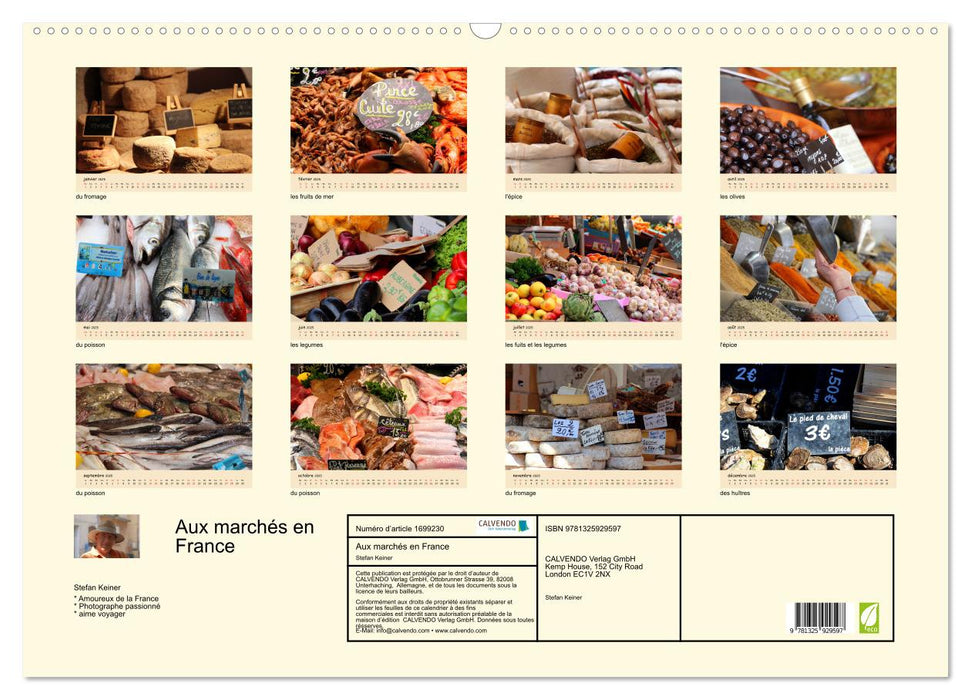 Aux marchés en France (CALVENDO Calendrier mensuel 2025)