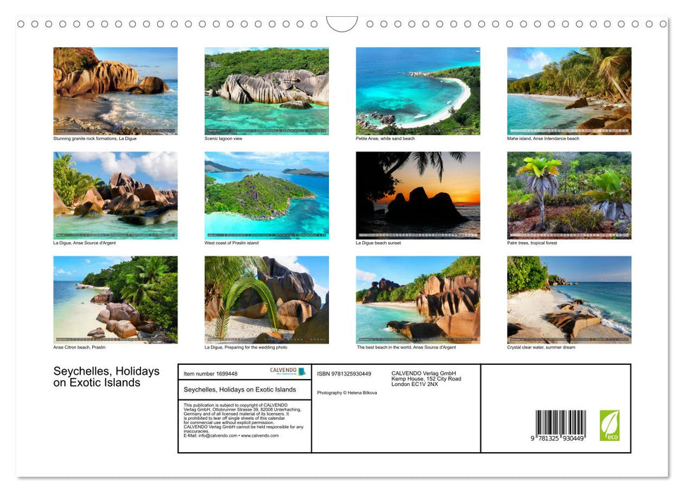 Seychelles, Holidays on Exotic Islands (CALVENDO Monthly Calendar 2025)