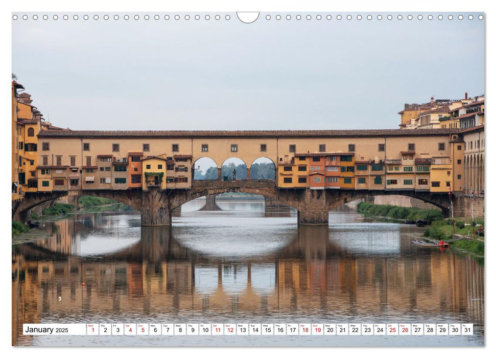 Tuscan cities on the road - Travel along the Florence-Pisa-Livorno freeway (CALVENDO Monthly Calendar 2025)