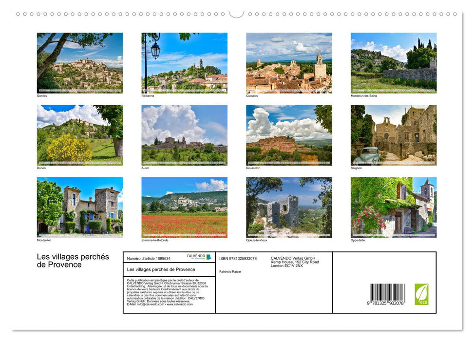 Les villages perchés de Provence (CALVENDO Calendrier supérieur 2025)