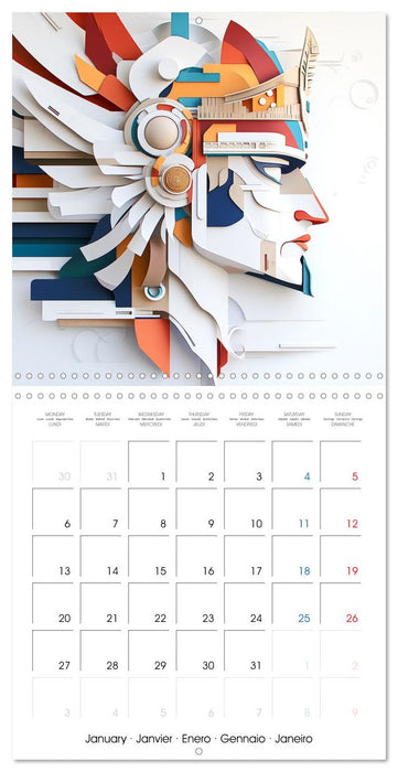 Les visages de l'origami (CALVENDO Calendrier mensuel 2025)