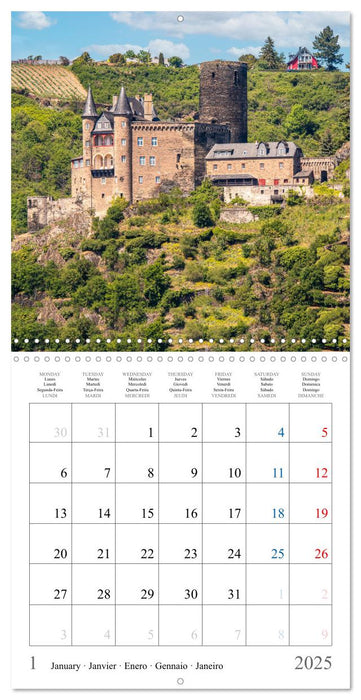 Castles and Palaces in the Middle Rhine Valley (CALVENDO Monthly Calendar 2025)