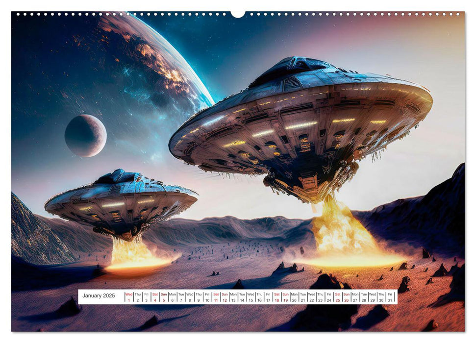 Flying saucers - The great journey (CALVENDO Monthly Calendar 2025)