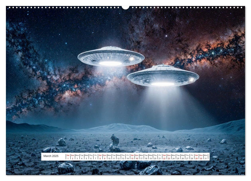 Flying saucers - The great journey (CALVENDO Monthly Calendar 2025)