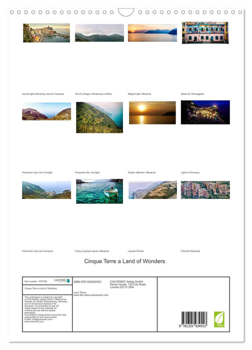 Cinque Terre a Land of Wonders (CALVENDO Monthly Calendar 2025)