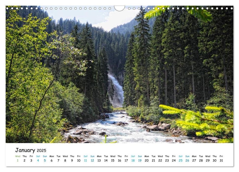 Krimml Waterfalls in Austria - Natural spectacle in the High Tauern (CALVENDO Monthly Calendar 2025)