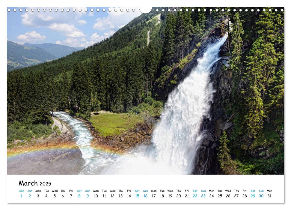 Krimml Waterfalls in Austria - Natural spectacle in the High Tauern (CALVENDO Monthly Calendar 2025)