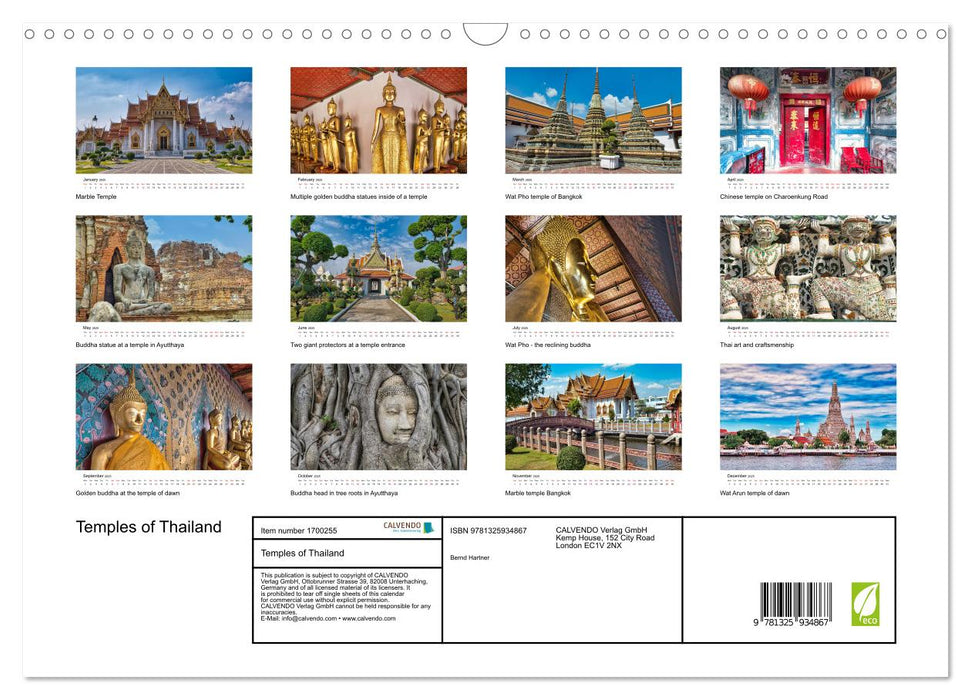 Temples of Thailand (CALVENDO Monthly Calendar 2025)