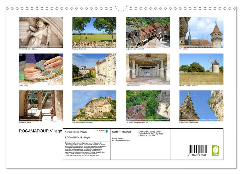 ROCAMADOUR Village (CALVENDO Calendrier mensuel 2025)