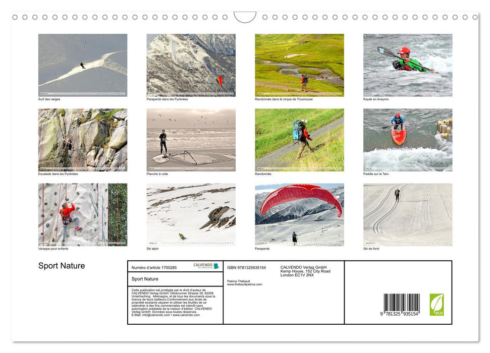 Sport Nature (CALVENDO Calendrier mensuel 2025)