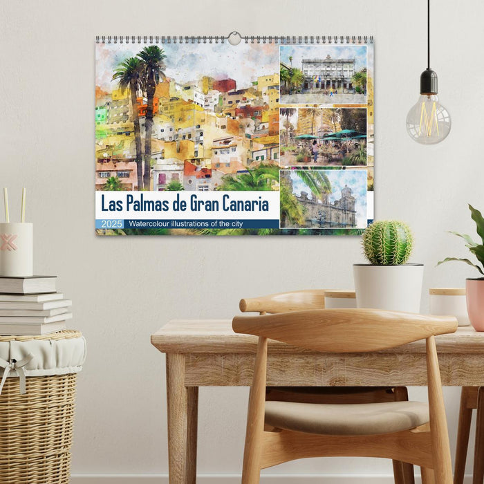 Las Palmas de Gran Canaria - Watercolour illustrations of the city (CALVENDO Monthly Calendar 2025)