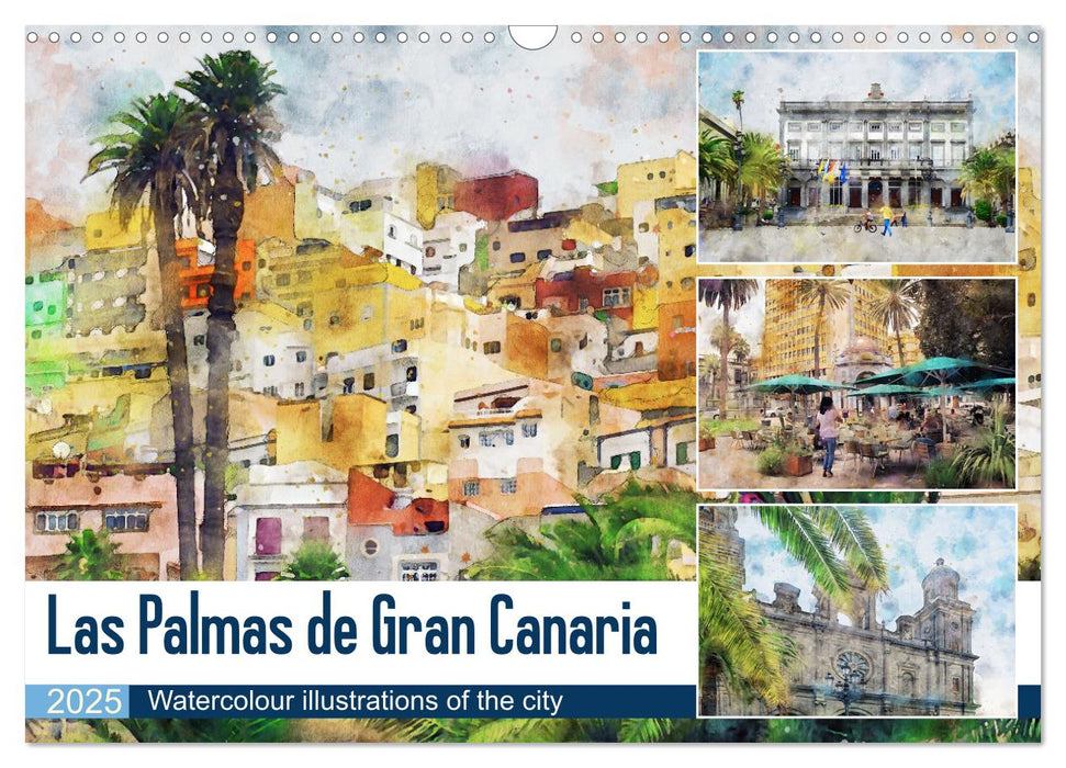 Las Palmas de Gran Canaria - Watercolour illustrations of the city (CALVENDO Monthly Calendar 2025)