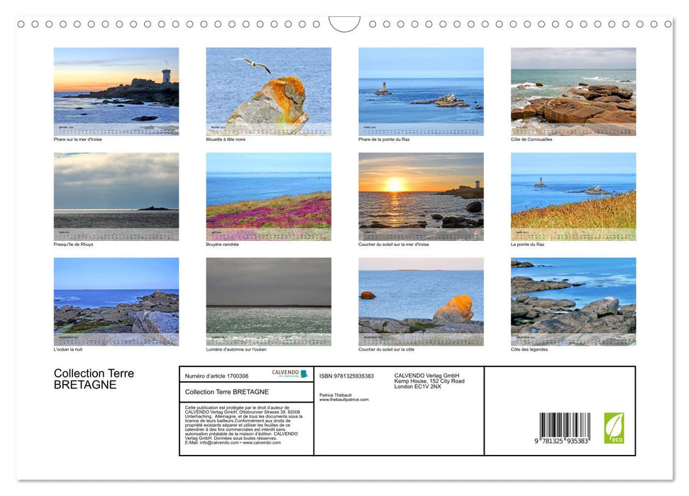 Collection Terre BRETAGNE (CALVENDO Calendrier mensuel 2025)