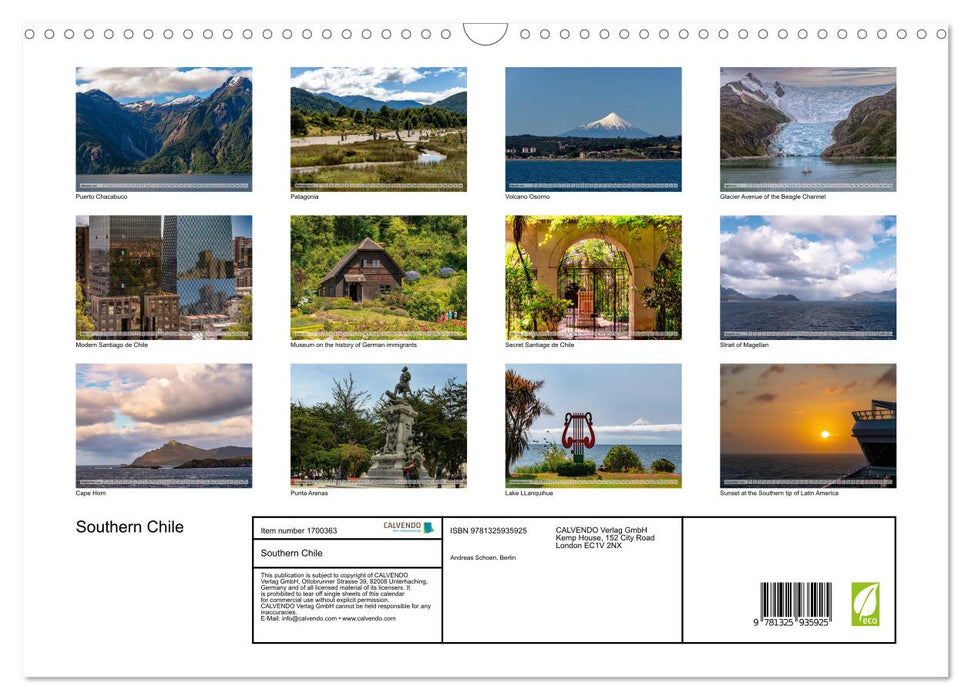 Southern Chile (CALVENDO Monthly Calendar 2025)