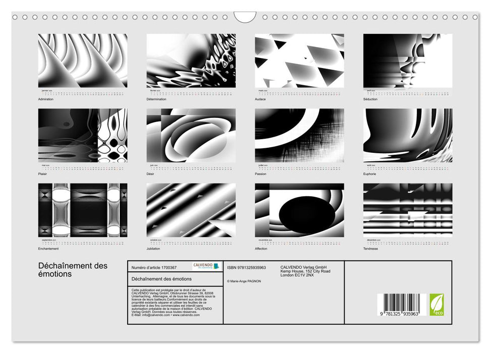 Déchaînement des émotions (CALVENDO Calendrier mensuel 2025)