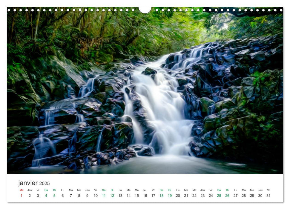 Île Maurice entre photographie et peinture (CALVENDO Calendrier mensuel 2025)