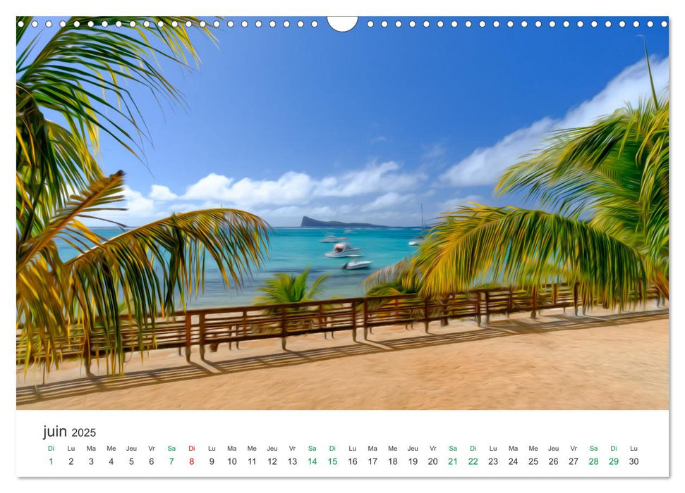 Île Maurice entre photographie et peinture (CALVENDO Calendrier mensuel 2025)