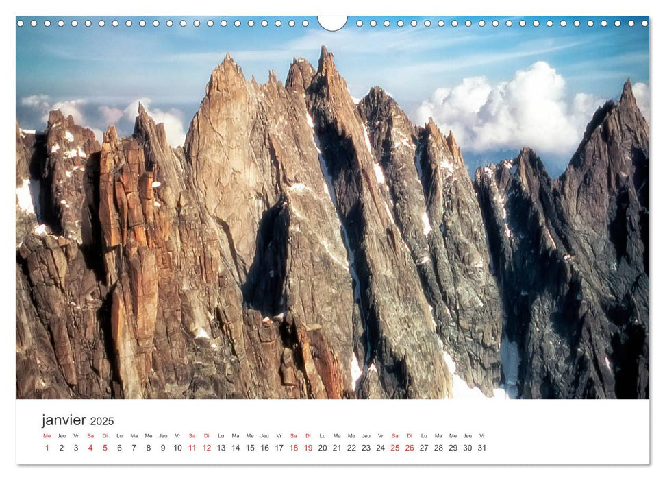 Paysages Le massif du Mont-Blanc (CALVENDO Calendrier mensuel 2025)