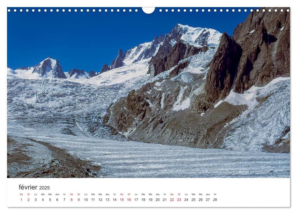 Paysages Le massif du Mont-Blanc (CALVENDO Calendrier mensuel 2025)