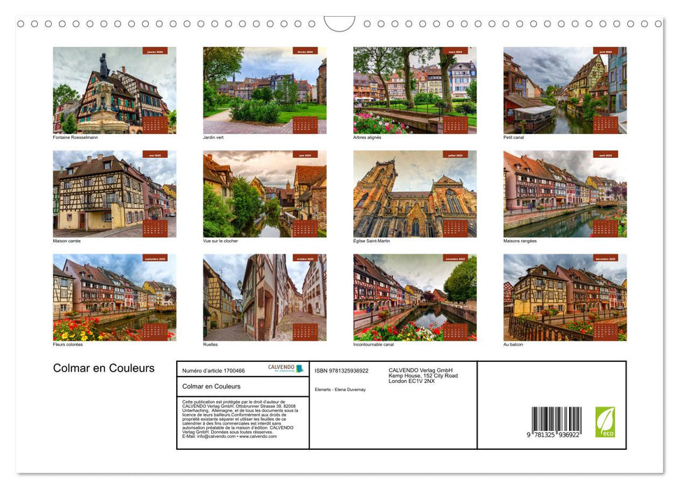 Colmar en Couleurs (CALVENDO Calendrier mensuel 2025)