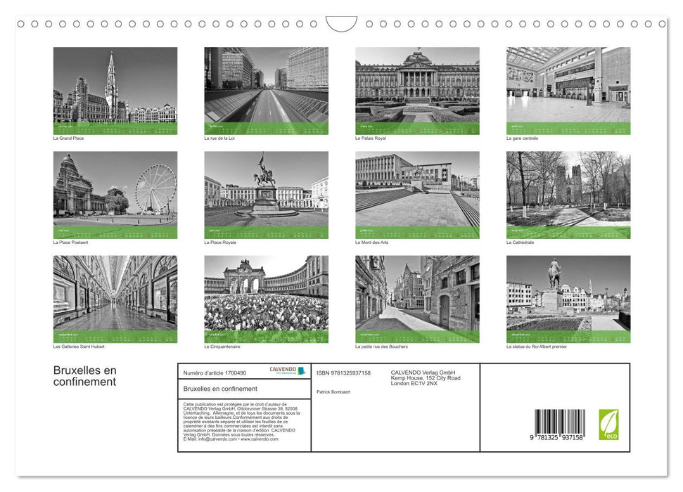 Bruxelles en confinement (CALVENDO Calendrier mensuel 2025)