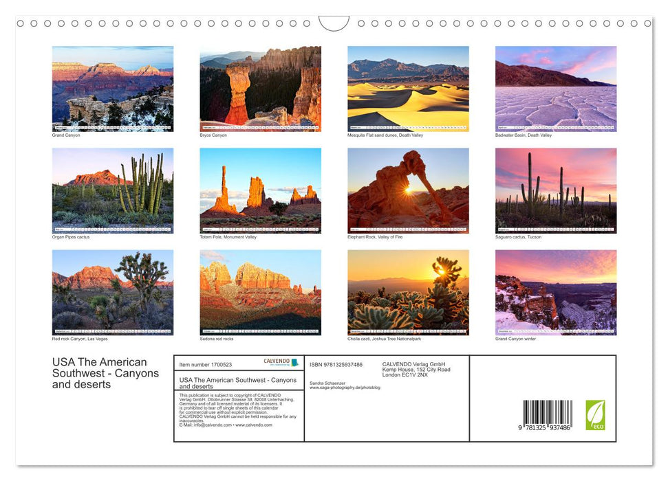 USA The American Southwest - Canyons and deserts (CALVENDO Monthly Calendar 2025)