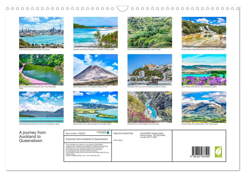 A journey from Auckland to Queenstown (CALVENDO Monthly Calendar 2025)