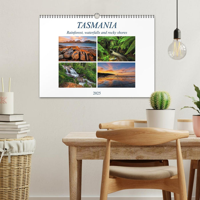 Tasmania Rainforest, waterfalls and rocky shores (CALVENDO Monthly Calendar 2025)