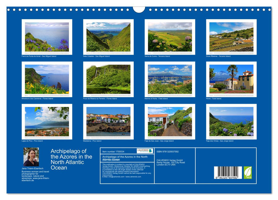 Archipelago of the Azores in the North Atlantic Ocean (CALVENDO Monthly Calendar 2025)