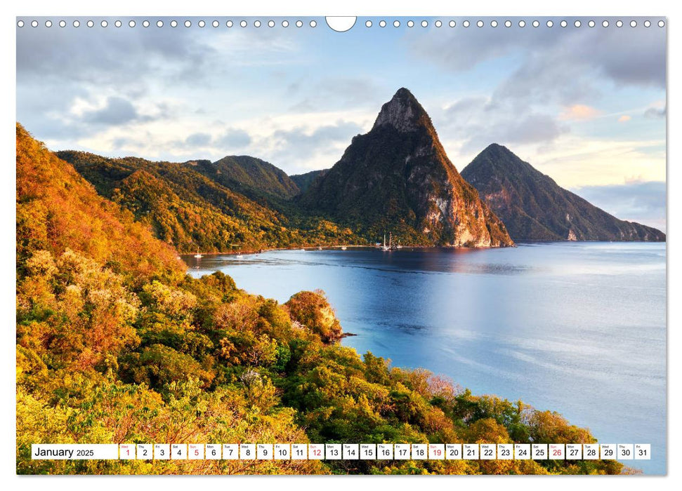 The Caribbean - St. Lucia, The Grenadines and Grenada (CALVENDO Monthly Calendar 2025)