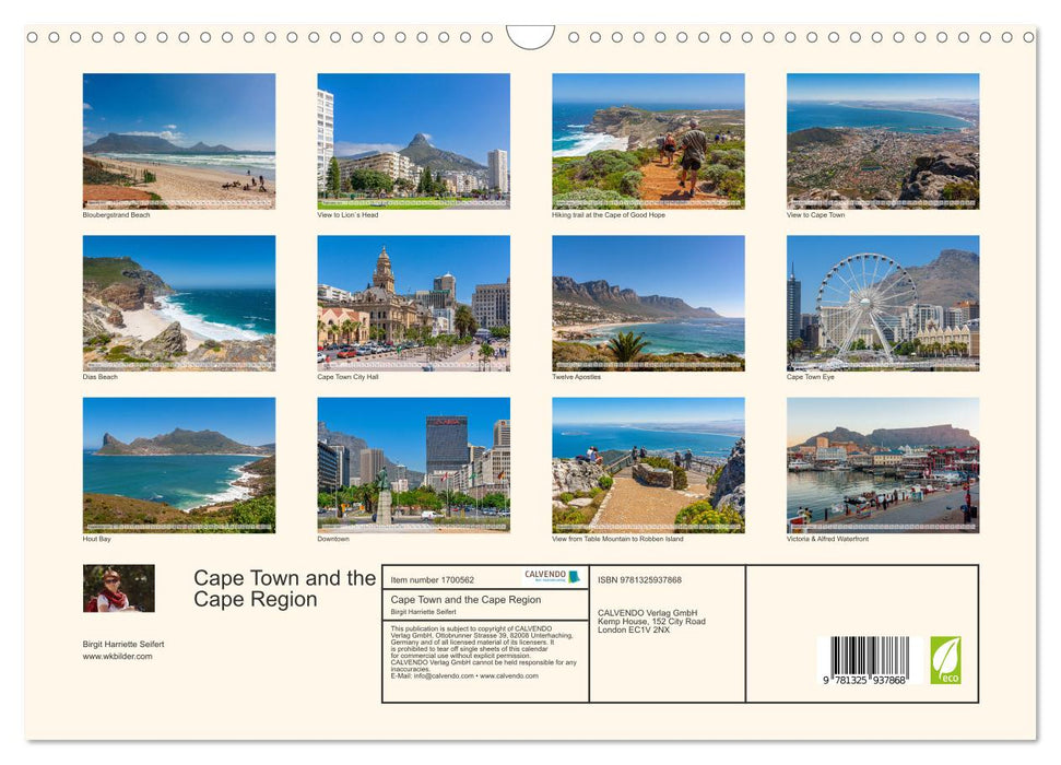 Cape Town and the Cape Region (CALVENDO Monthly Calendar 2025)