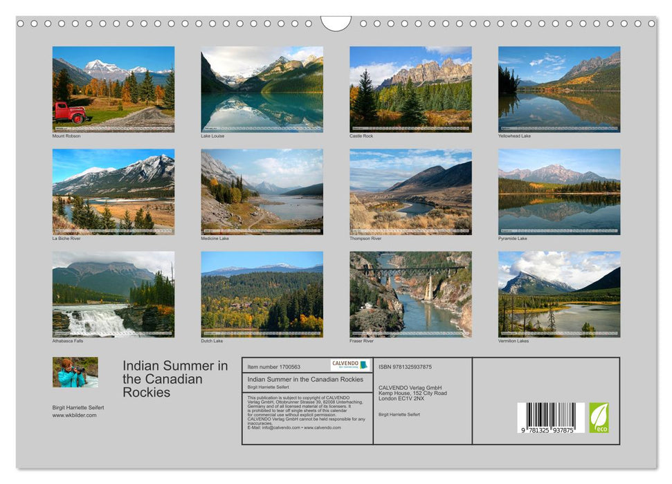 Indian Summer in the Canadian Rockies (CALVENDO Monthly Calendar 2025)