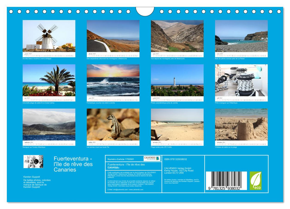 Fuerteventura - l'île de rêve des Canaries (CALVENDO Calendrier mensuel 2025)