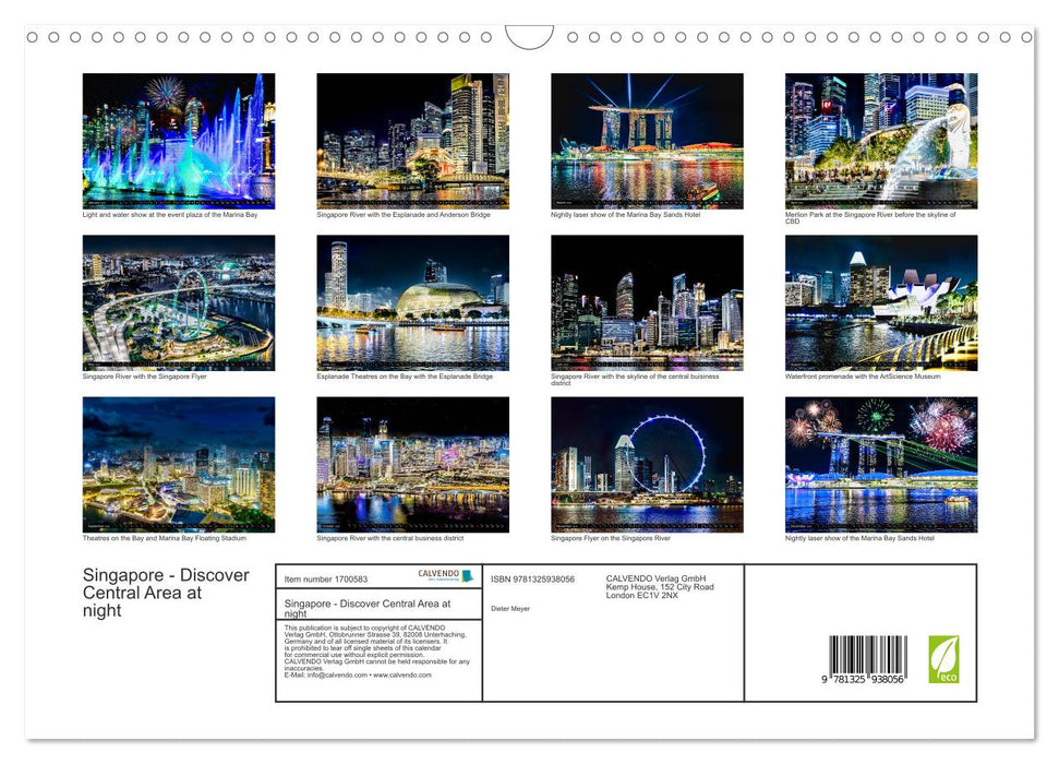 Singapore - Discover Central Area at night (CALVENDO Monthly Calendar 2025)