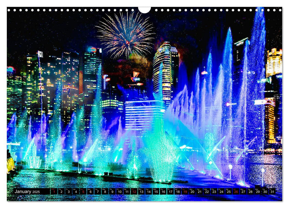 Singapore - Discover Central Area at night (CALVENDO Monthly Calendar 2025)