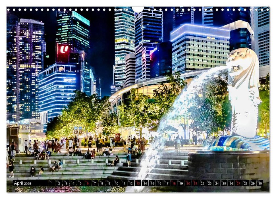 Singapore - Discover Central Area at night (CALVENDO Monthly Calendar 2025)