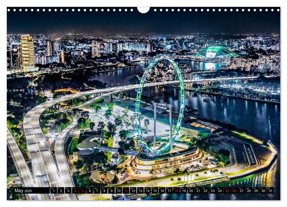 Singapore - Discover Central Area at night (CALVENDO Monthly Calendar 2025)