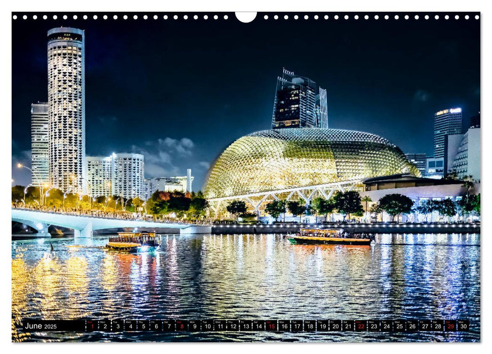 Singapore - Discover Central Area at night (CALVENDO Monthly Calendar 2025)