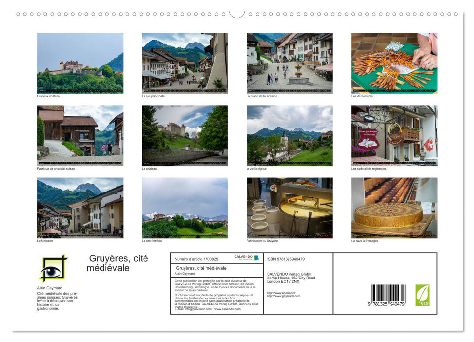 Gruyères, cité médiévale (CALVENDO Calendrier supérieur 2025)