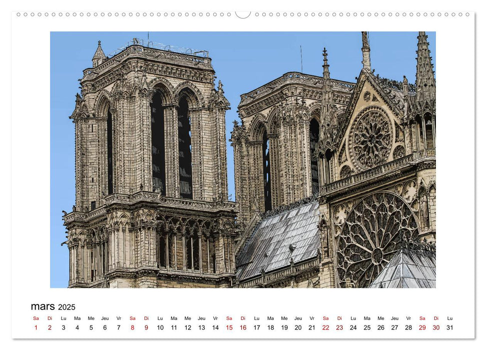 Notre-Dame de Paris en Cartoon (CALVENDO Calendrier supérieur 2025)