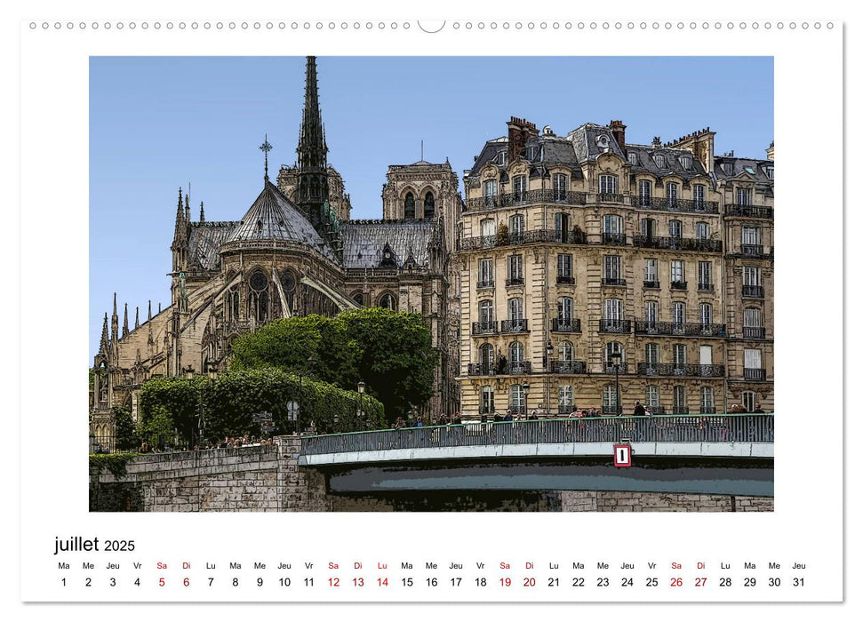 Notre-Dame de Paris en Cartoon (CALVENDO Calendrier supérieur 2025)