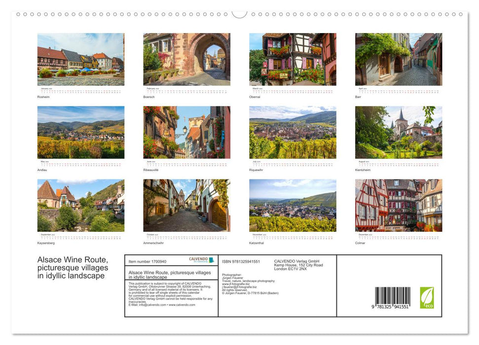 Alsace Wine Route, picturesque villages in idyllic landscape (CALVENDO Premium-Calendar 2025)