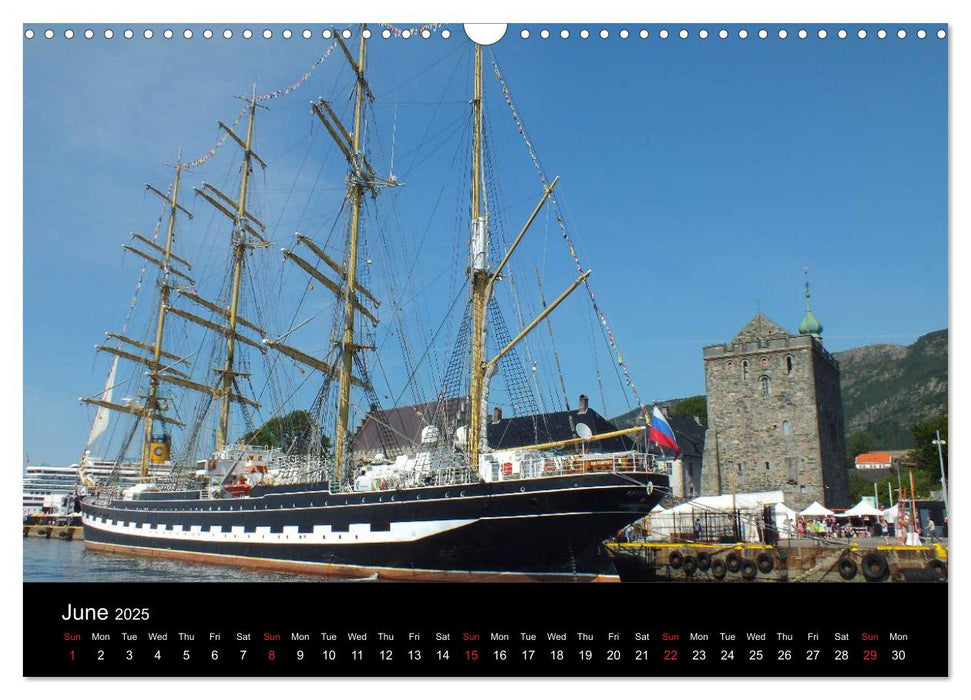 Tall ships at Bergen (CALVENDO Monthly Calendar 2025)