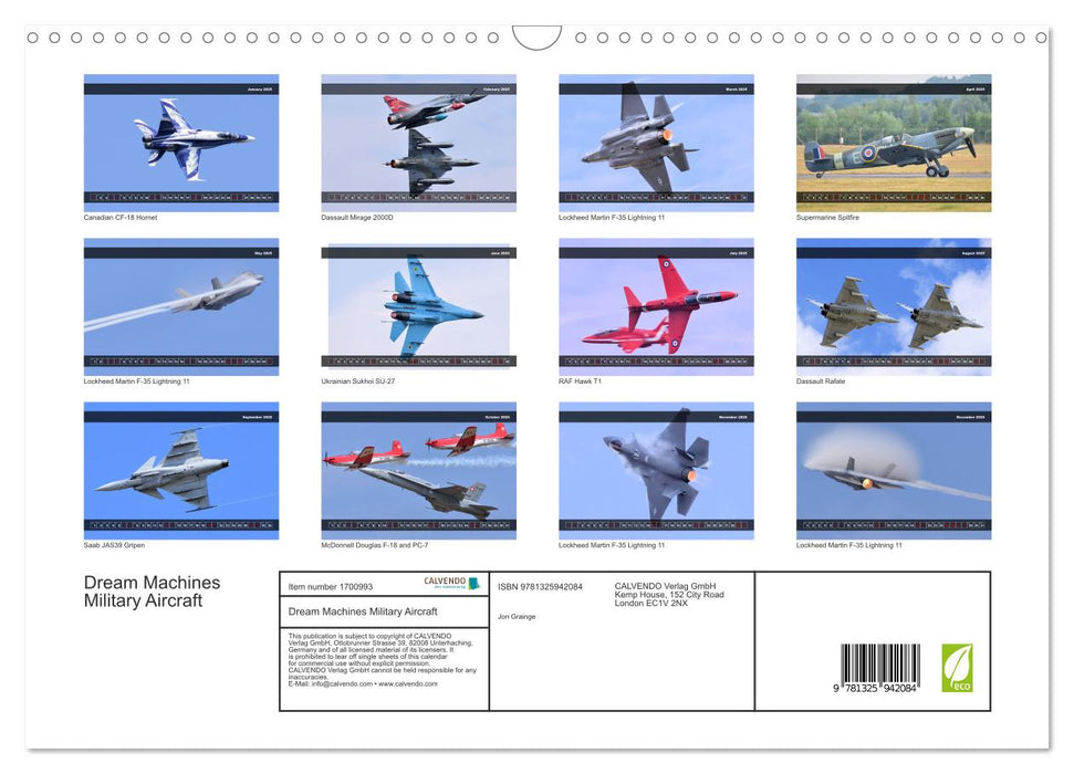 Dream Machines Military Aircraft (CALVENDO Monthly Calendar 2025)